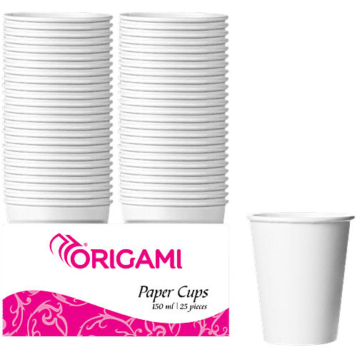 Origami Disposable Party Paper Cups Glass, 150ml (Set of 100)