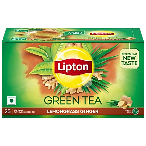 Lipton Green Tea Bags Carton - Lemongrass Ginger, 1.3g (Set of 25)