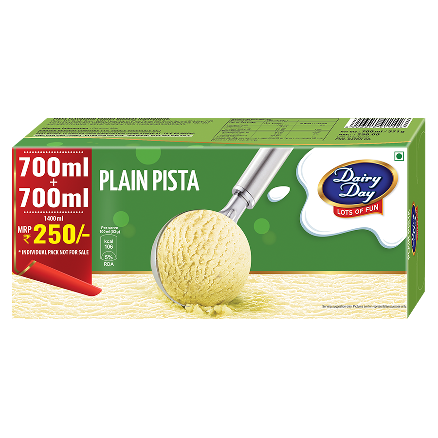 Dairy Day Ice Cream Carton - Pista, 700ml (Buy 1 Get 1 Free)