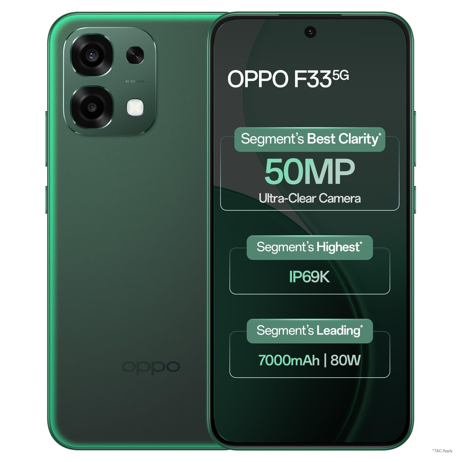 Oppo | F33 | 5G Smartphone (8GB RAM, 256GB ROM, Forest Green)