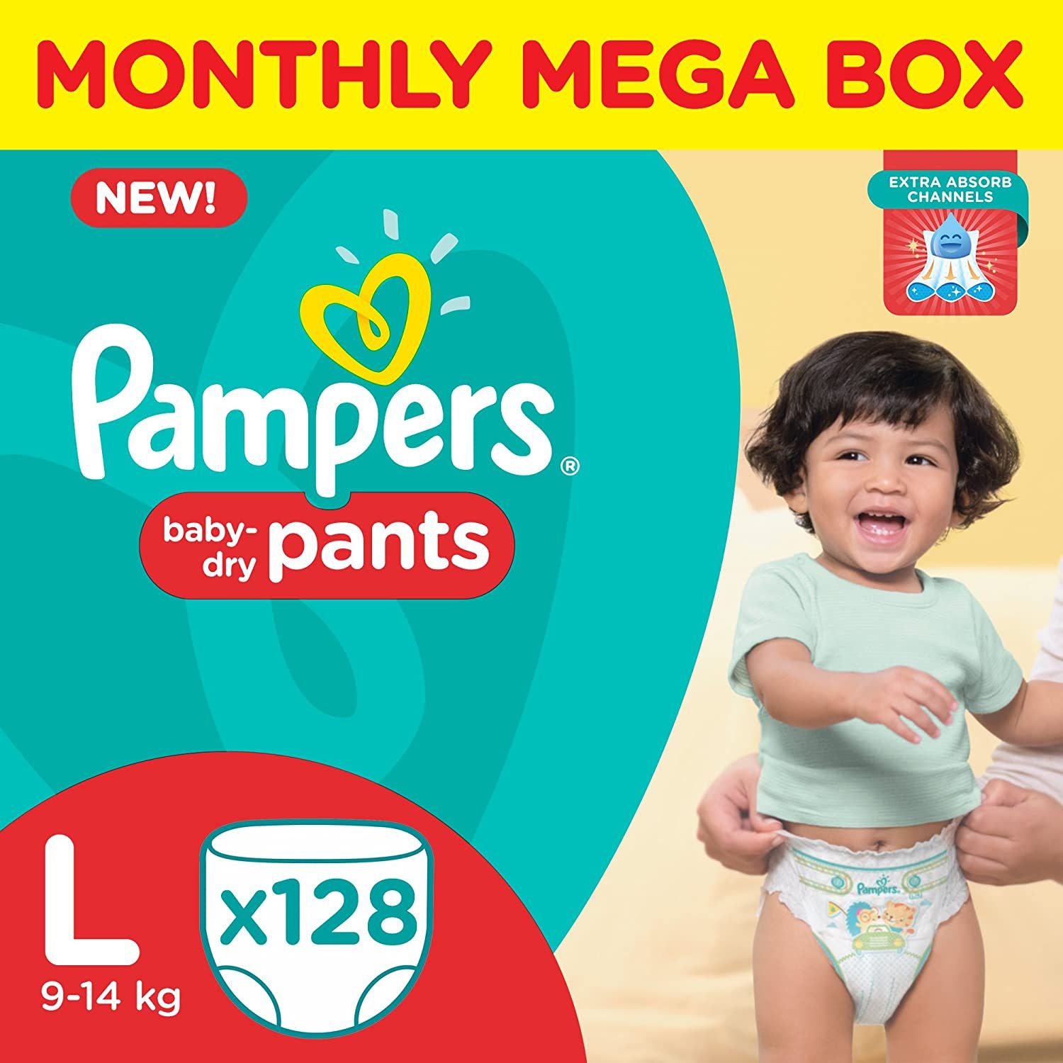 Pampers Pant Style Diapers Monthly Box Pack - L, 128pc