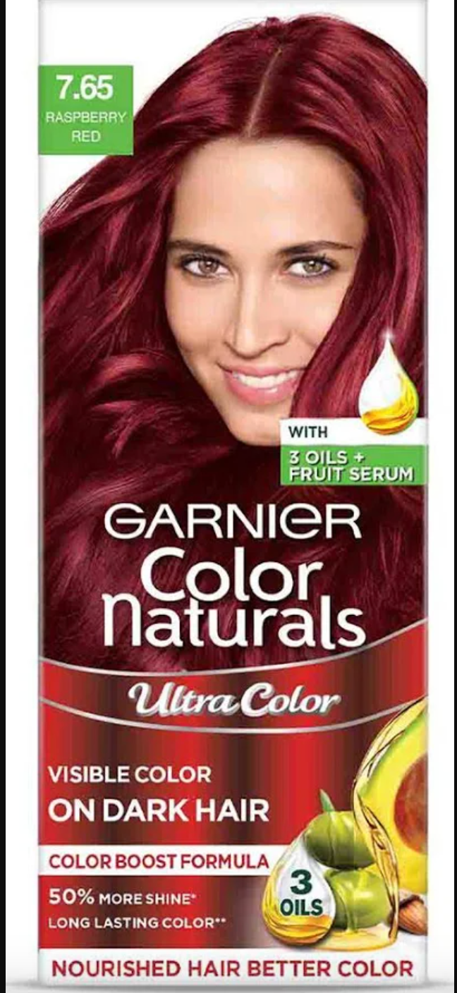 Garnier Color Naturals Ultra Hair Color - 7.65 Raspberry Red, 55ml + 50g