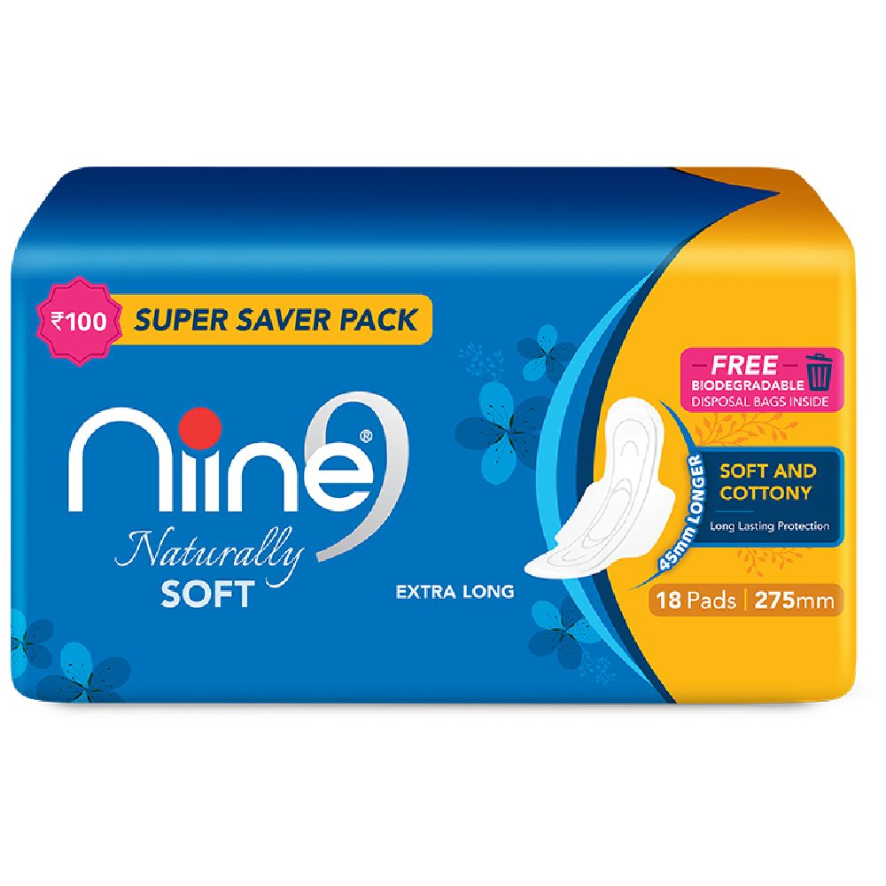 Niine Naturally Soft Sanitary Napkin Super Saver - Extra Long, 18pcs