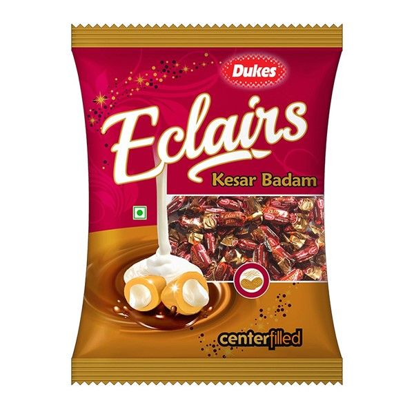 Dukes (Re.1) Eclairs Candy - Kesar Badam, 4g, POUCH (Set of 50)