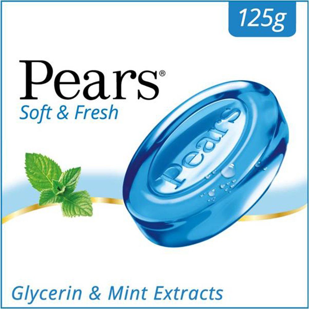 Pears Soft & Fresh Soap - Glycerin & Mint Extracts, 125g