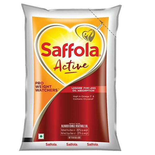 Saffola Active Blended Vegetable Oil Pouch, 1L