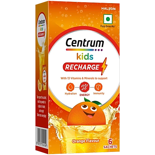 Centrun Kids Recharge Sachets - Orange Flavour, 6pcs