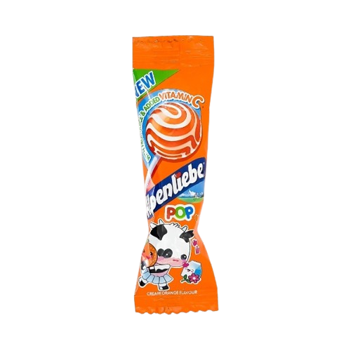 Alpenliebe with Fruit Juice & Vitamin C Paper Stick Cream Lollipop - Orange, 8g