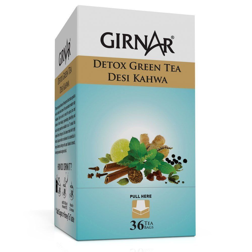 Girnar Detox Green Tea Bags - Desi Kahwa, 2.5g (Set of 36)