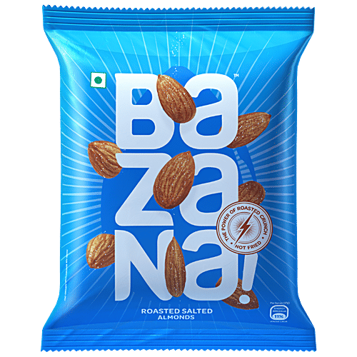 Bazana Roasted Salted Dry Fruits Pouch - Almonds, 40g