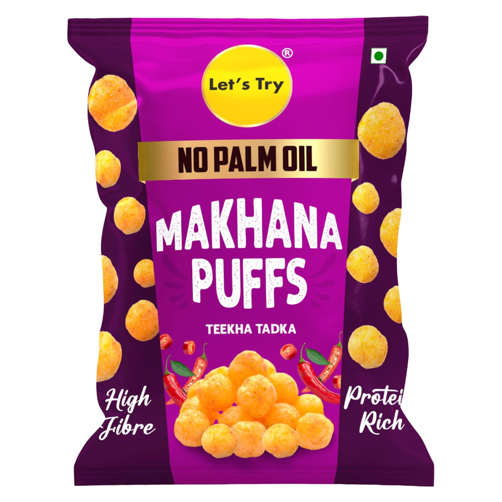 Let's Try Teekha Tadka Makhana Puffs, 60g