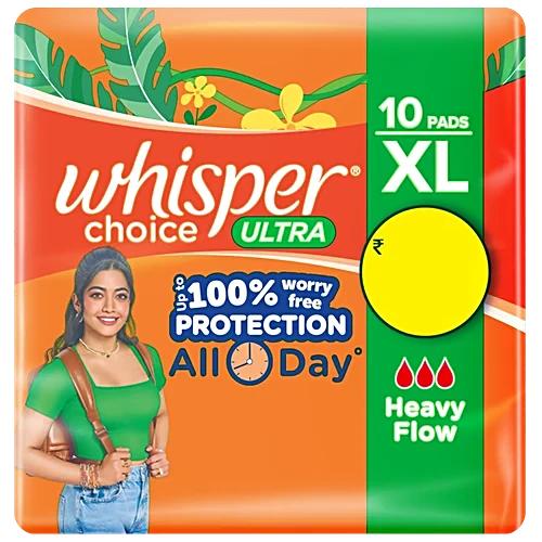 Whisper Choice Ultra Upto 100% Stain Protection Sanitary Pads - XL, 10pc