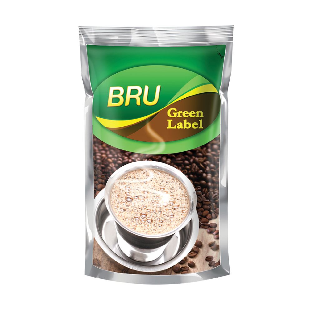 Bru Green Label Filter Coffee Powder Pouch, 200g (53% Coffee 47% Chicory)