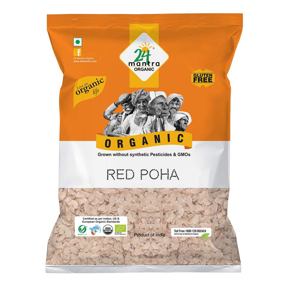 24 Mantra Organic Poha Pouch - Red, 500g