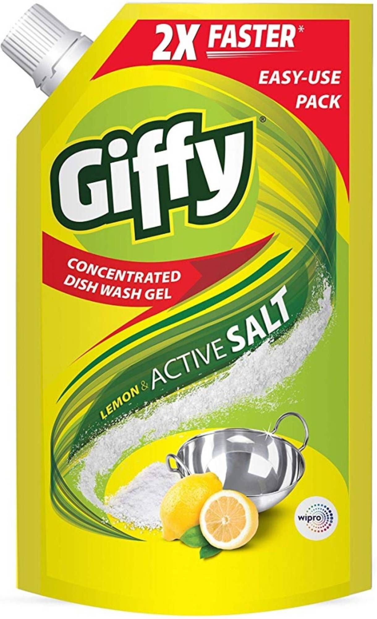 Giffy Concentrated Dishwash Gel - Lemon & Active Salt, 1L