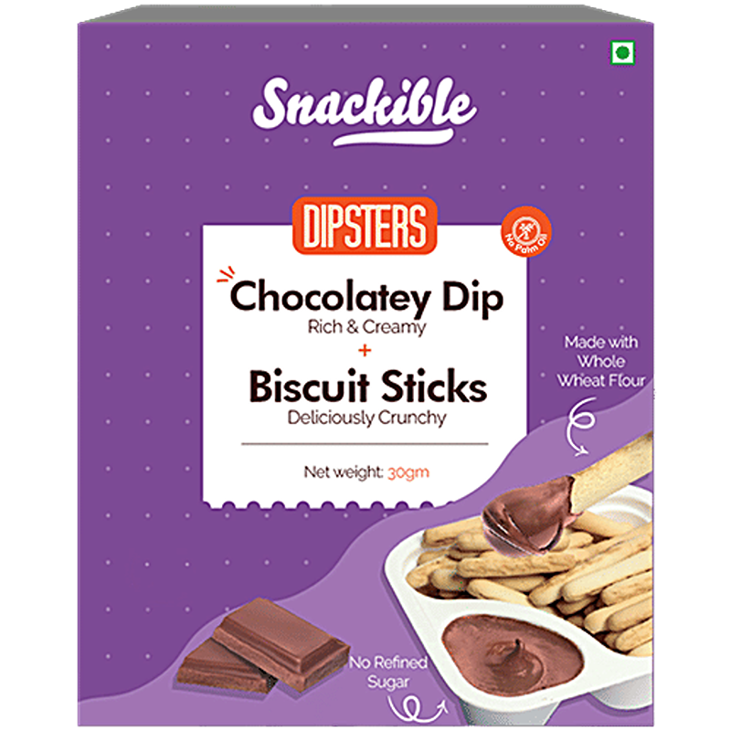 Snackible Biscuit Sticks (With Chocolatey Dip) - Made With Jaggery, 30g