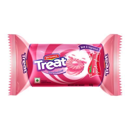 Britannia (Rs.10) Treat Biscuit - Buzzy Strawberry, 60g