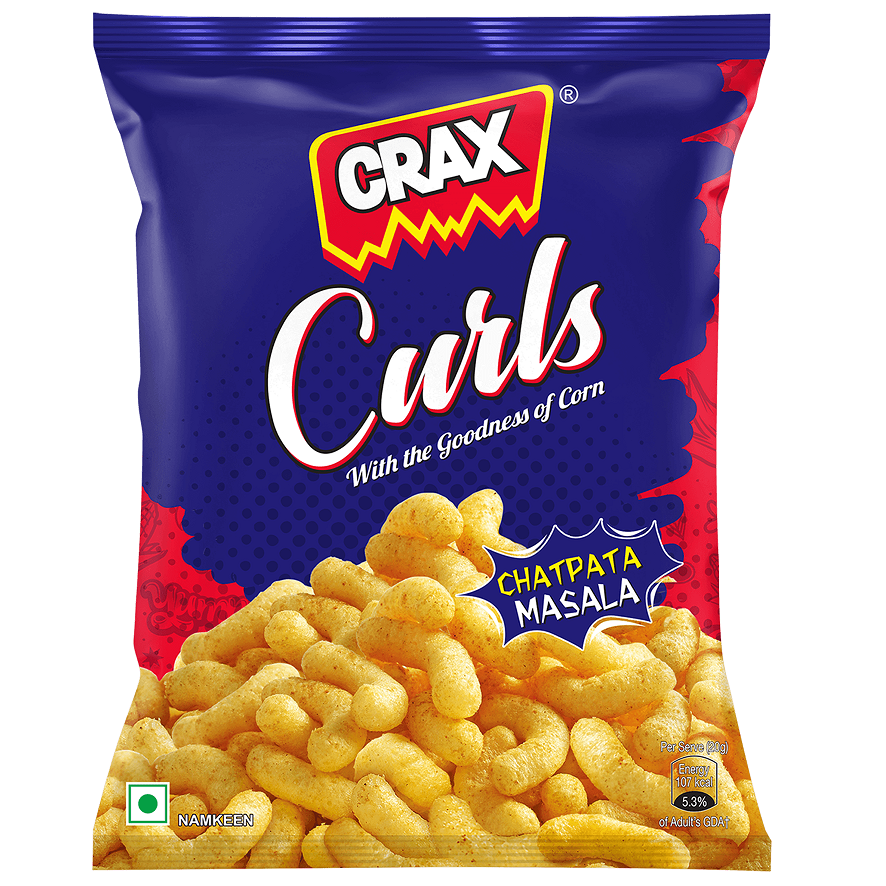 Crax Curls Puffs Snacks - Chatpata Masala, 30g