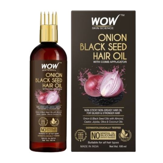 Wow Skin Science Hair Oil With Comb - Onion & Black Seed Oil, 100ml