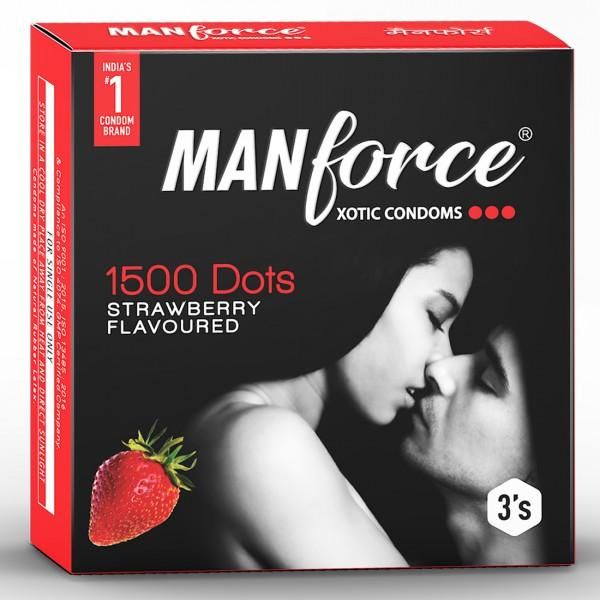 Manforce Xotic Condoms - Strawberry, 3pcs