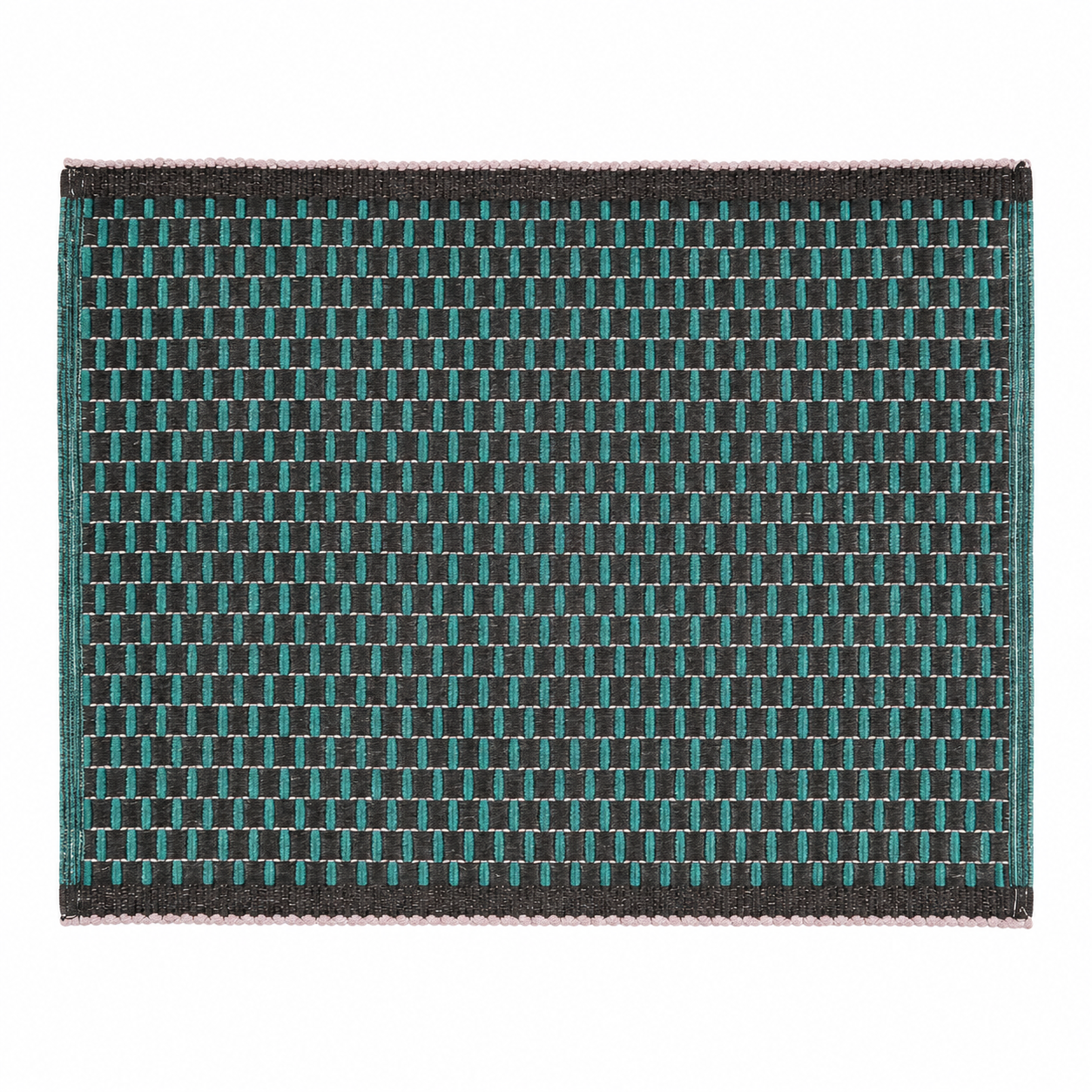 Woven Checkered Doormat - Teal and Grey, 1pc