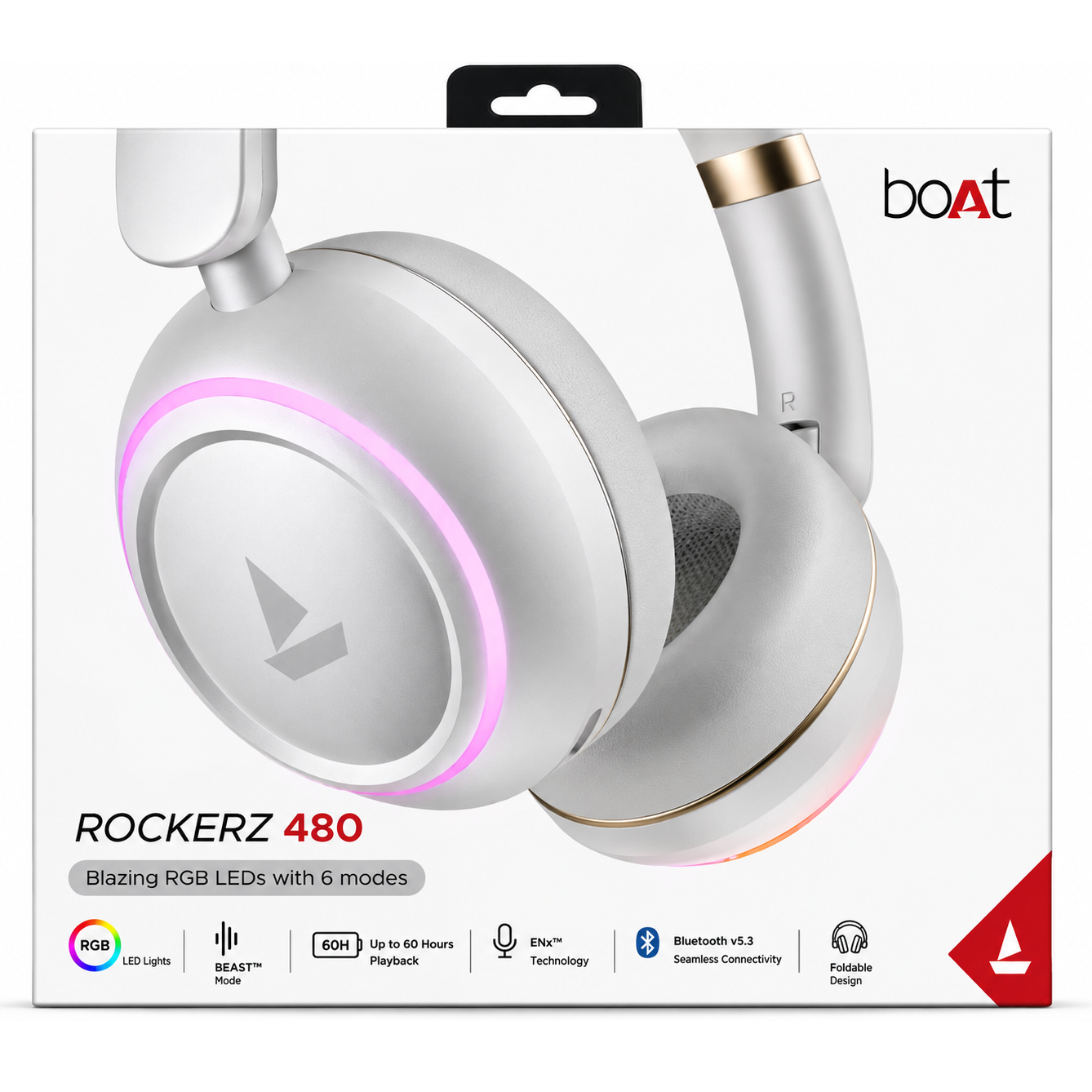 boAt | Rockerz 480 | Wireless Headphones (White Sabre)