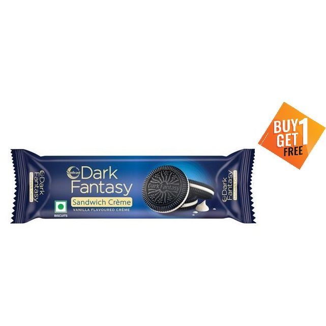 Sunfeast Dark Fantasy Sandwich Cream Biscuit - Vanilla, 92.5g (Buy 1 Get 1 Free)
