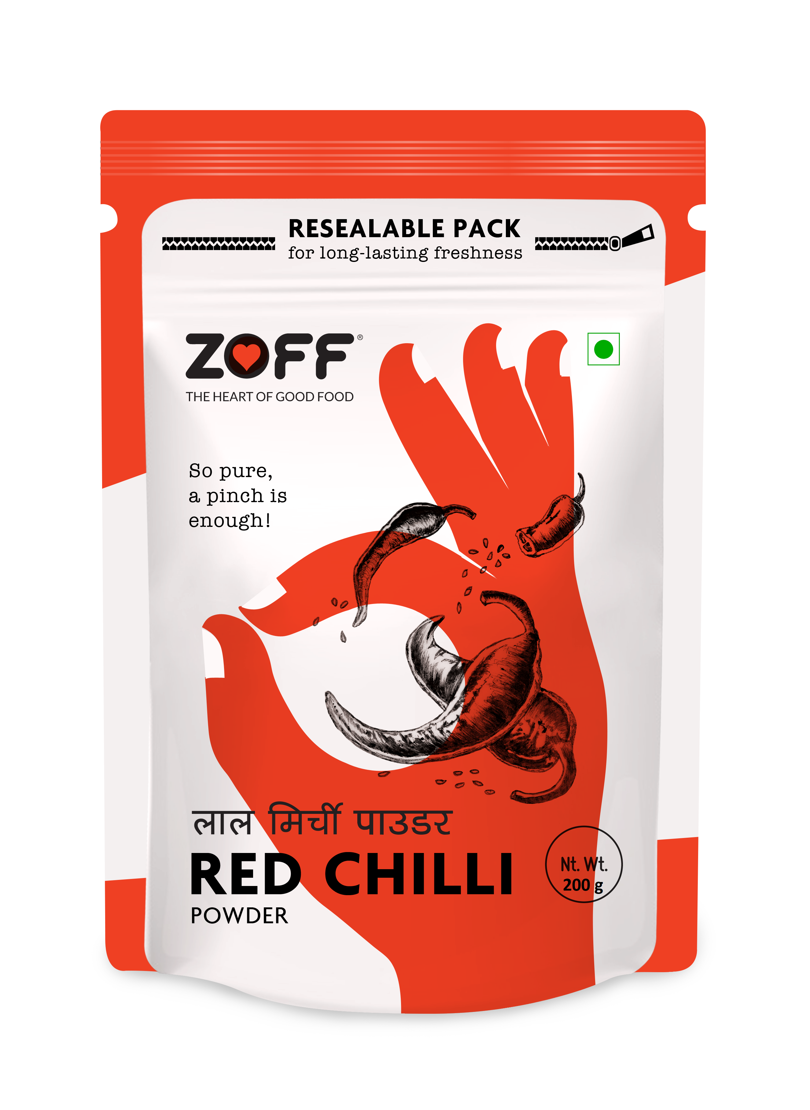 Zoff Super Red Chilli Powder Standy Pouch, 200g