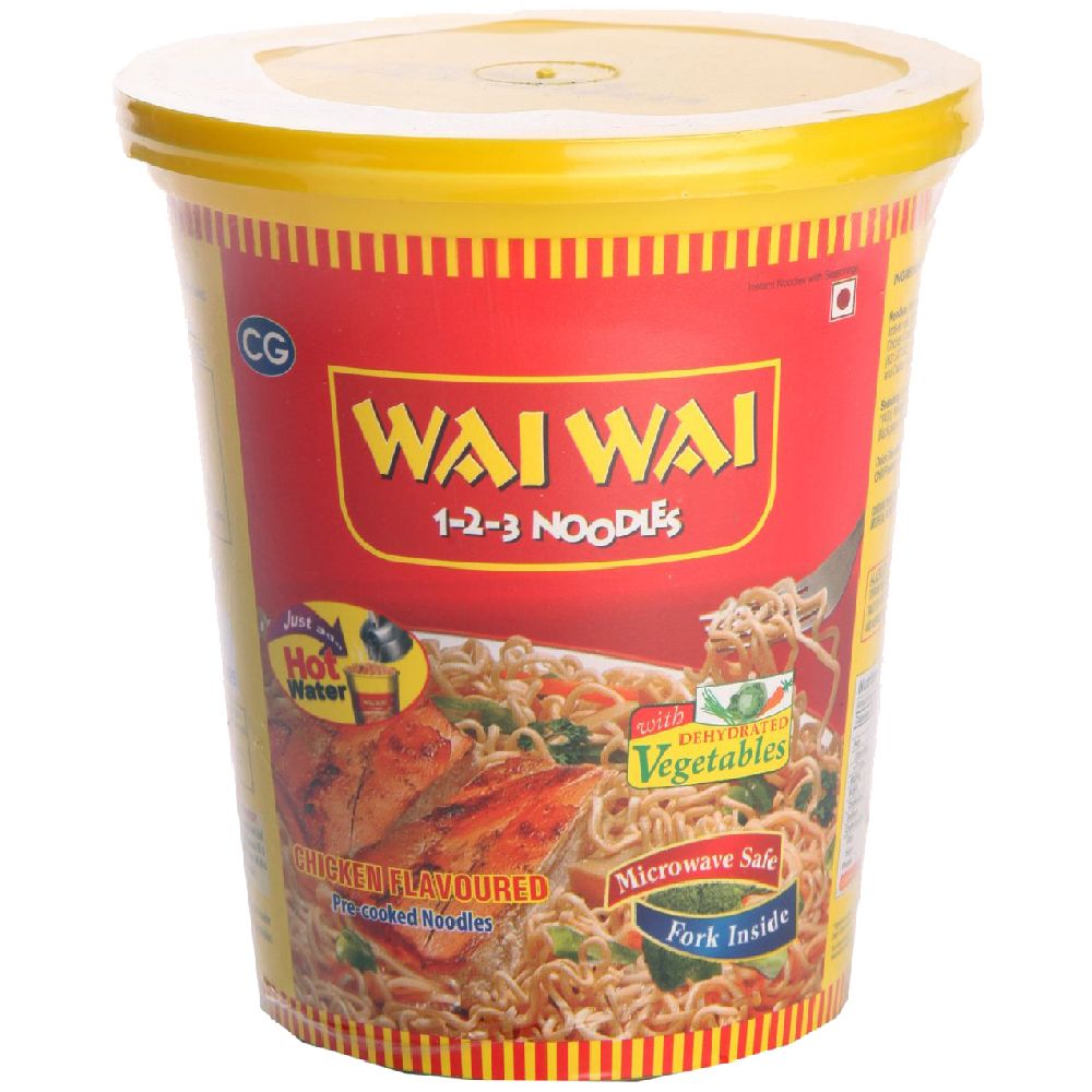Wai Wai Ready To Eat Cup Noodles - Chicken Flavoured, 70g