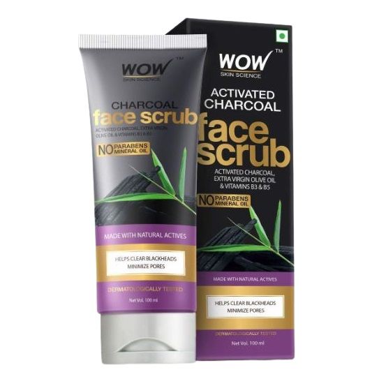 Wow Skin Science Face Scrub - Activated Charcoal, 100ml
