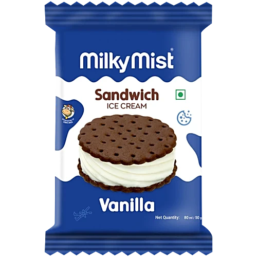 Milky Mist Rectangle Sandwich Ice Cream - Vanilla, 80ml