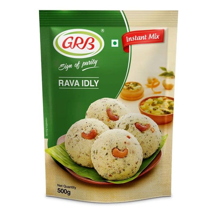 GRB Instant Rava Idli Mix Pouch, 500g (Payasam Mix 100g Free)
