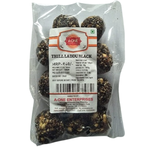 A-One Thill Laddu Pouch - Black, 100g