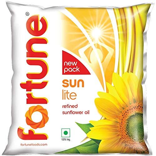 Fortune Sunlite Refined Sunflower Oil Pouch, 500ml