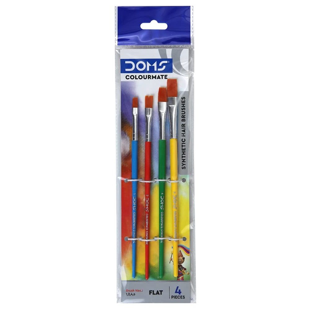 Doms Colourmate Synthetic Paint Brush - Flat , 4pcs (8340)