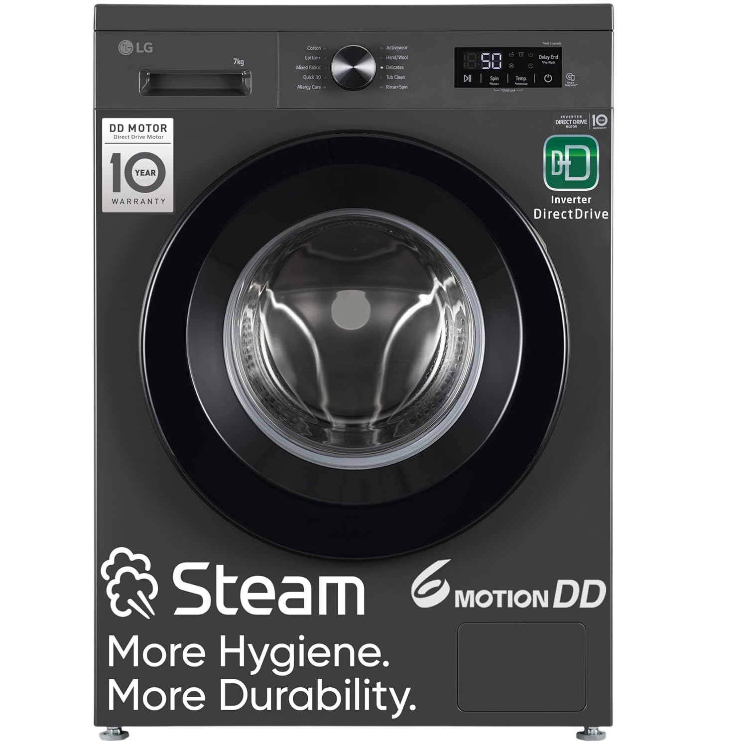 LG | FHB1207Z2M | Front Load Washing Machine 5 Star DD Technology Steam Wash 6 Motion DD (7kg, Middle Black)