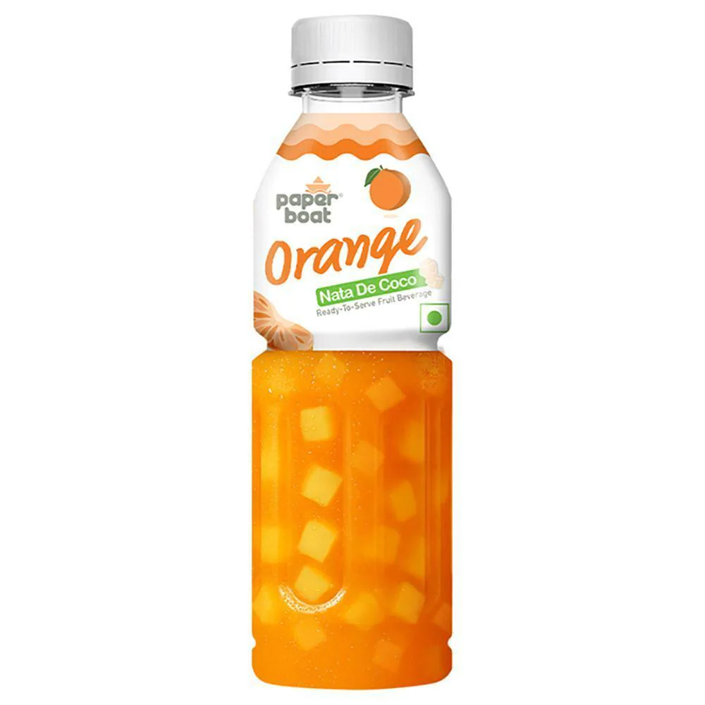 Paper Boat Nata De Coco Fruit Drink PET Bottle - Orange, 250ml