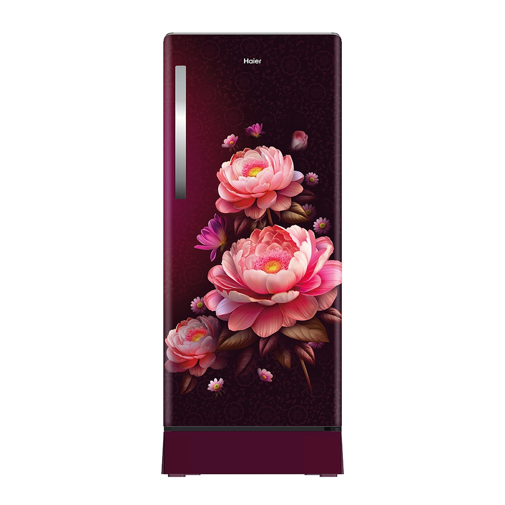 Haier Glass Single Door Refrigerator (190L, Red Blossom)