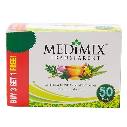 Medimix Transparent Soap - Glycerine And Lakshadi Oil , 125g (Buy 3 Get 1 Free)