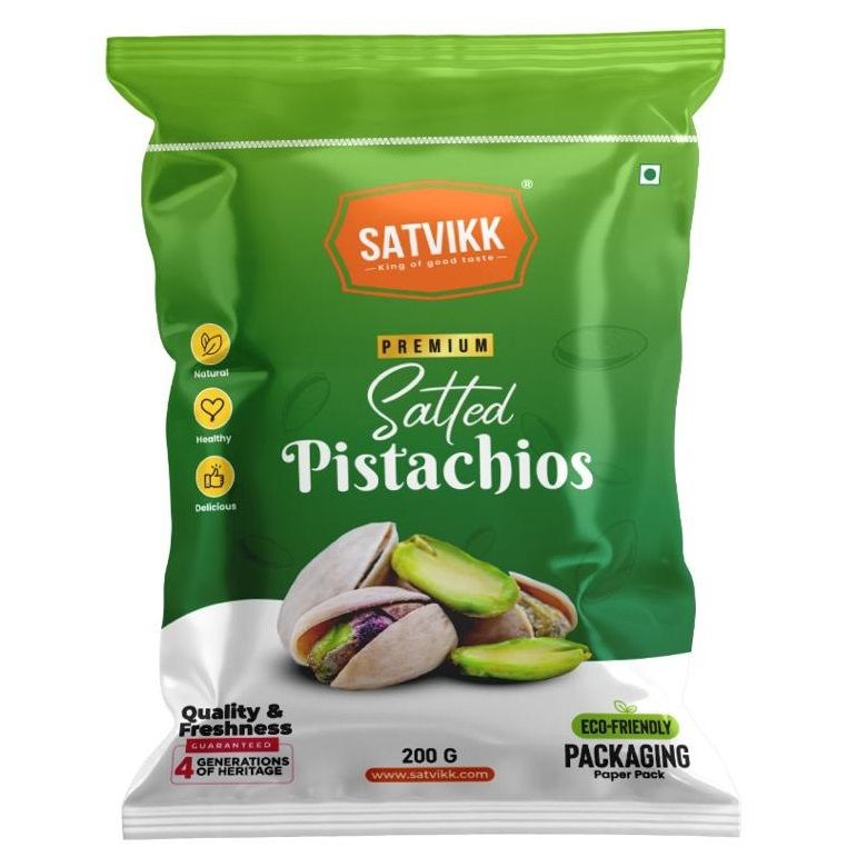 Satvikk Premium Pistachios Pouch - Salted, 200g