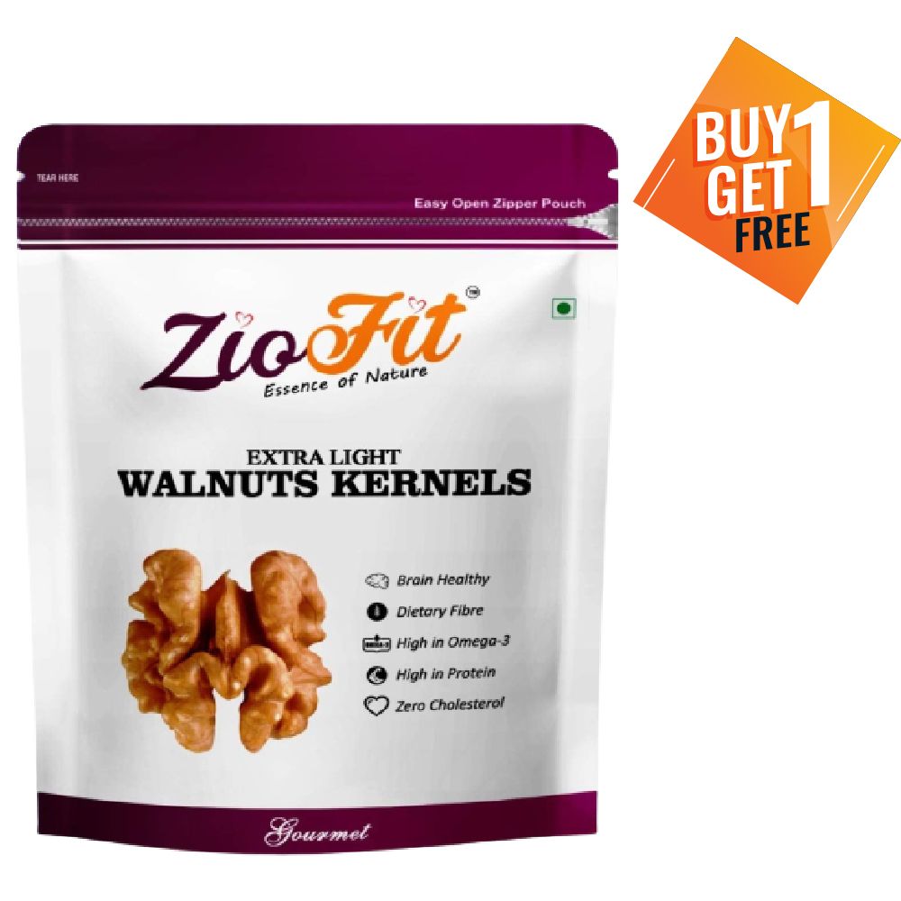 Ziofit Dry Fruits - Extra Light Walnut Kernels, 200g (Buy 1 Get 1 Free)