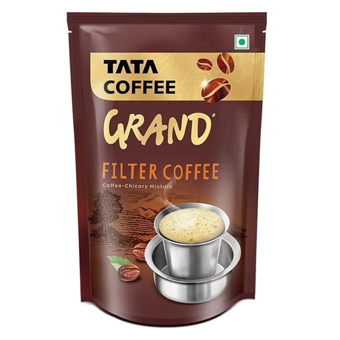 Tata Grand Filter Coffee Powder Standy Pouch, 500g (70% Coffee 30% Chicory)