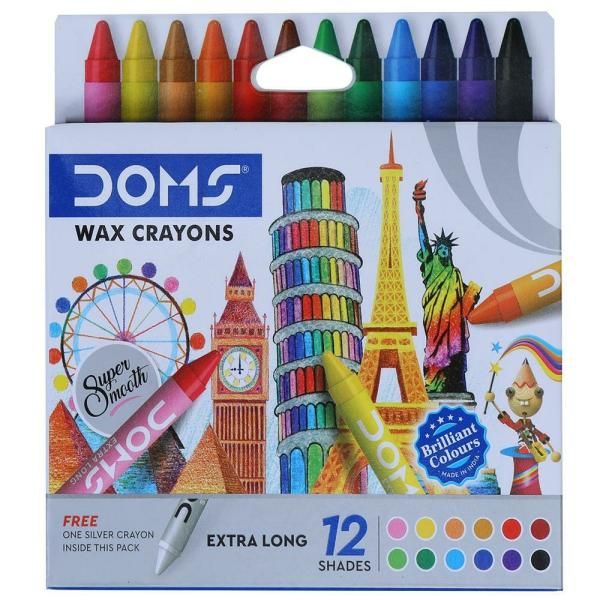Doms Extra Long Wax Crayon, 12pc (7124)
