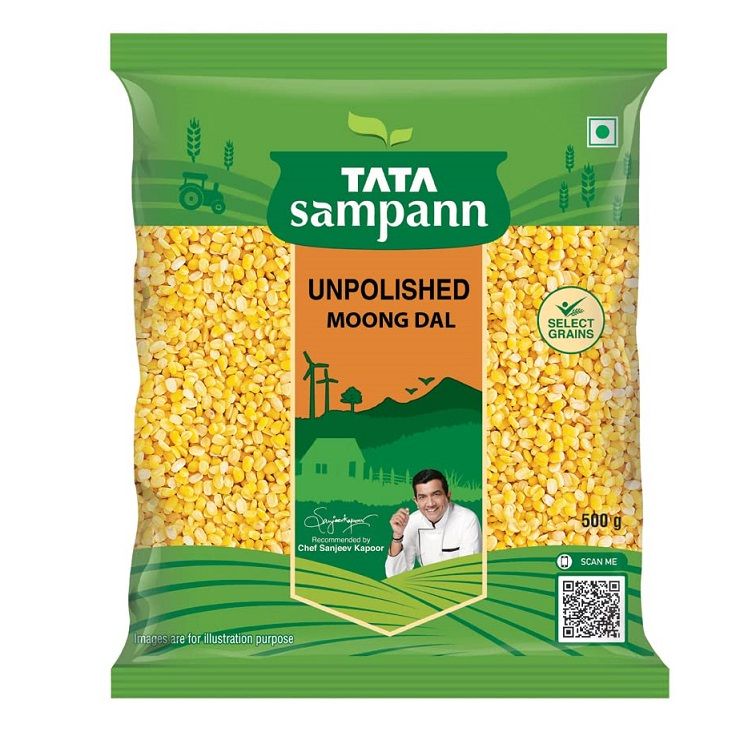 Tata Sampann Unpolished Yellow Moong Dal - Split, 500g