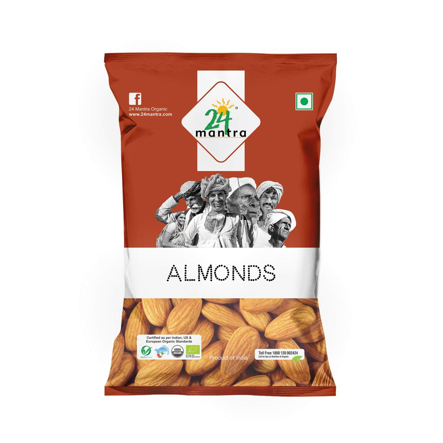 24 Mantra Organic Dry Fruits - Almonds, 100g