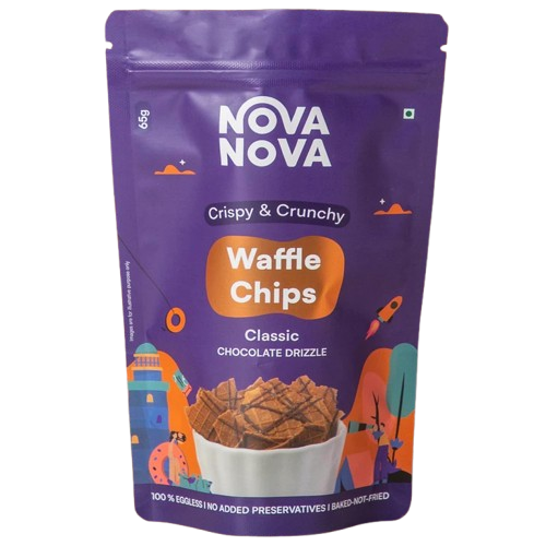 Nova Nova Waffle Chips Pouch - Classic Chocolate Drizzle, 65g