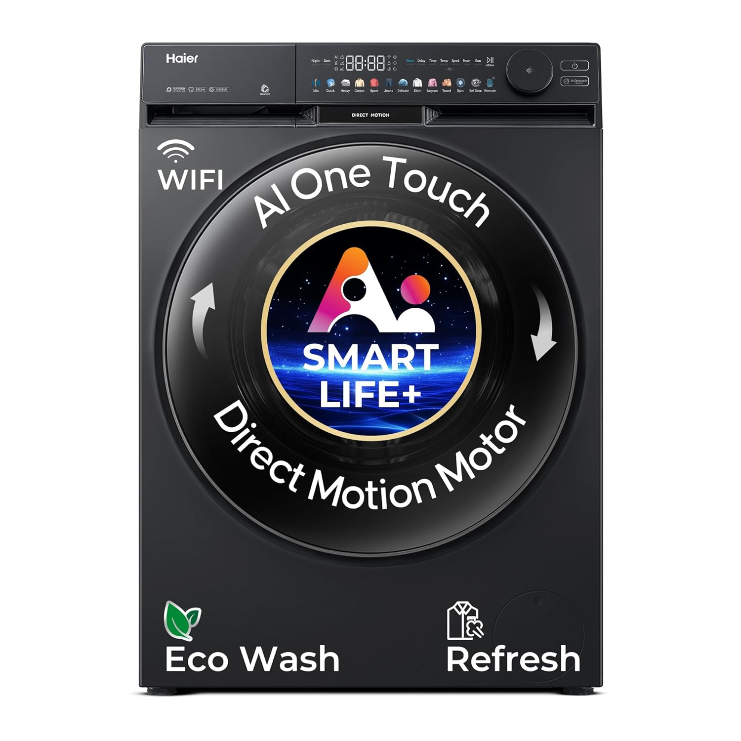 Haier AI Color Panel Front Load Washing Machine (12kg, Black)