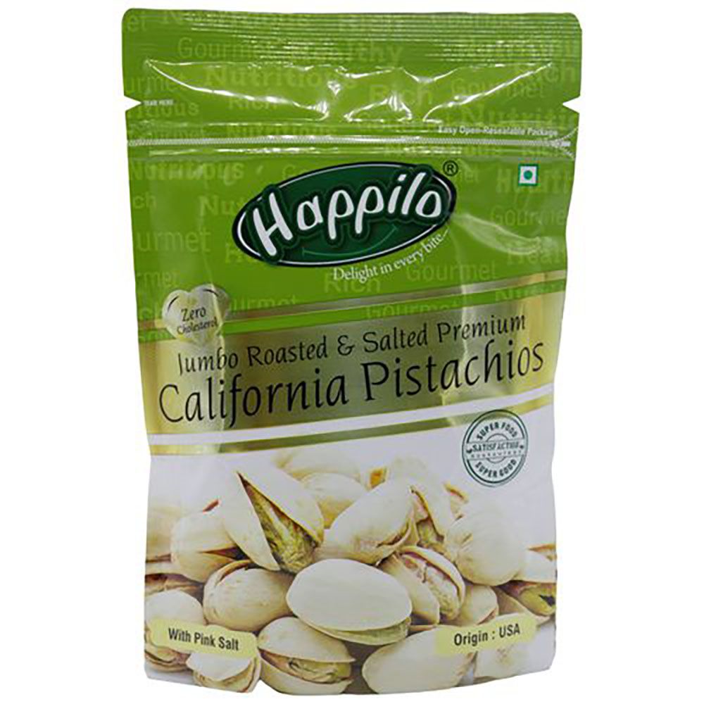 Happilo Premium Roasted & Salted Pouch - Californian Pistachios, 200g