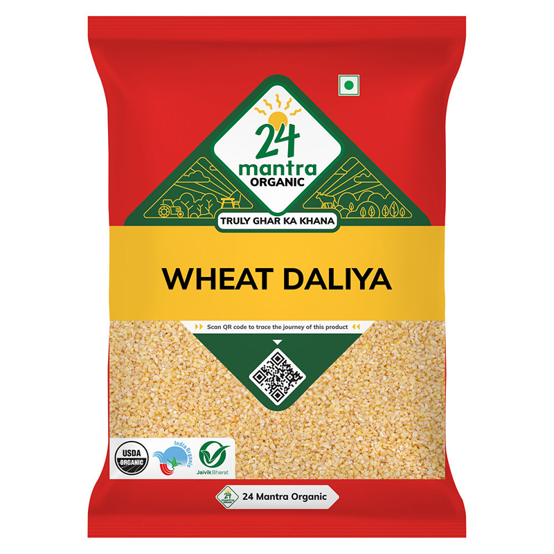 24 Mantra Organic Wheat Daliya Pouch, 500g