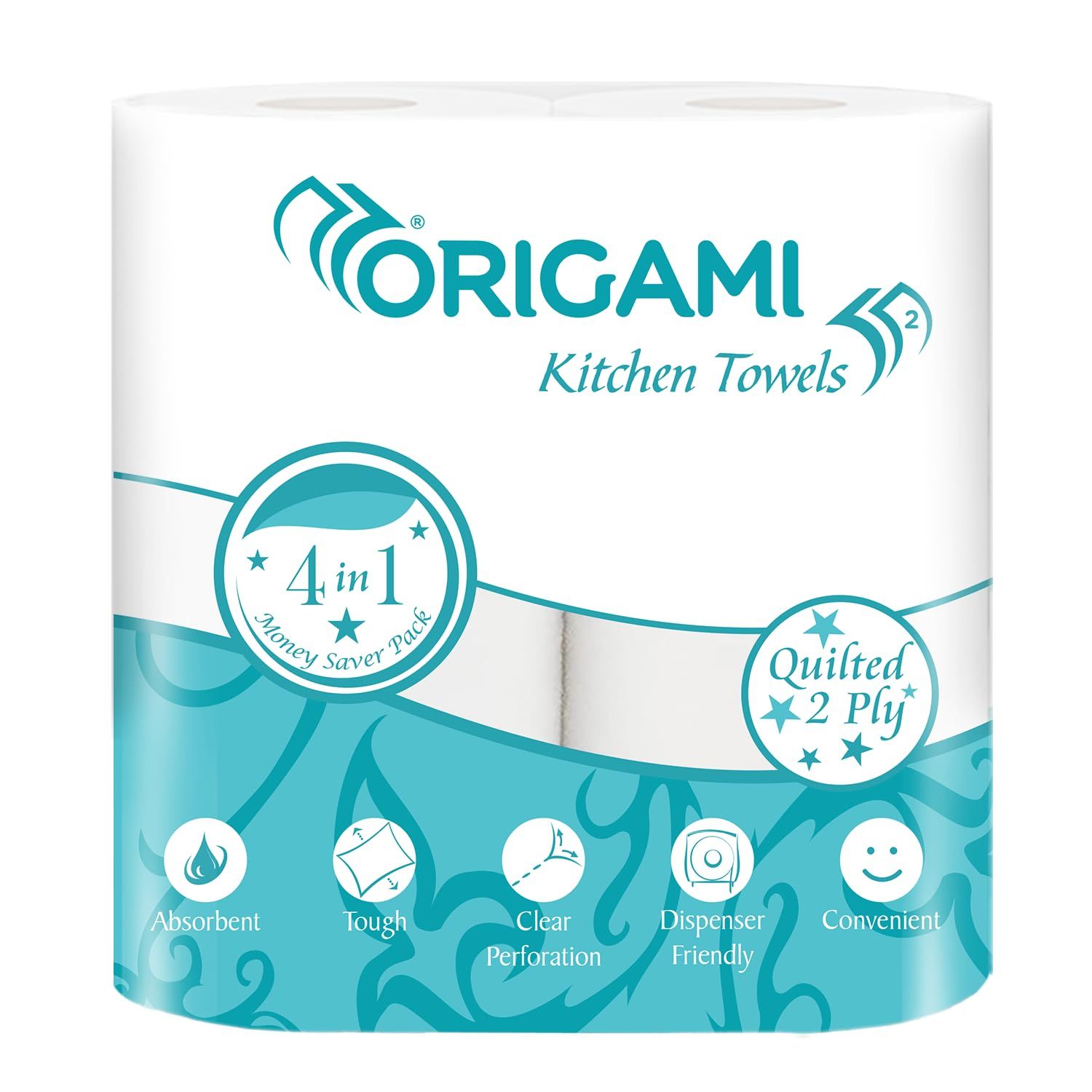 Origami Kitchen Towels - 2 Ply, 60 Pulls (Set of 4)